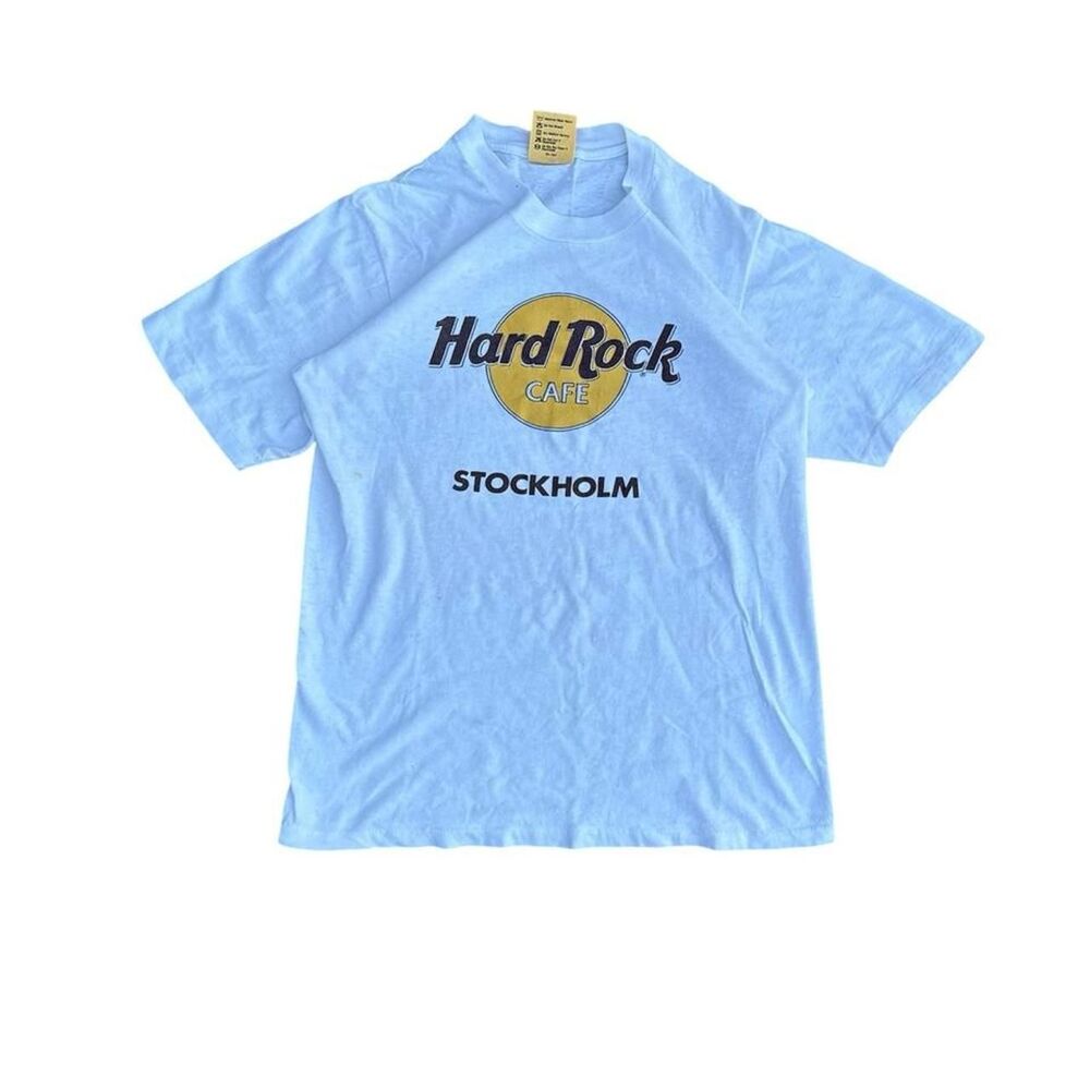 Hard-rock-cafe Men's White and Blue T-shirt